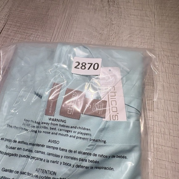 Chicos 3 Tunic Top Women's XL Wrinkle Resistant Light Blue NWT 100% Cotton - Picture 12 of 12